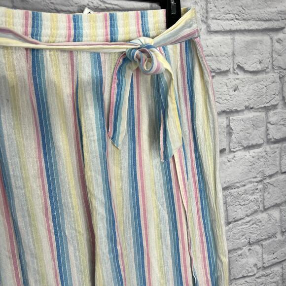 Jessica Simpson Womens Swim Cover Up Pants Size XL Striped White New Tie Belt - Picture 4 of 5